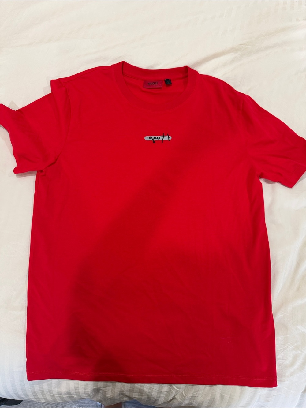 Hugo Boss Red Crewneck T-Shirt with Small Logo